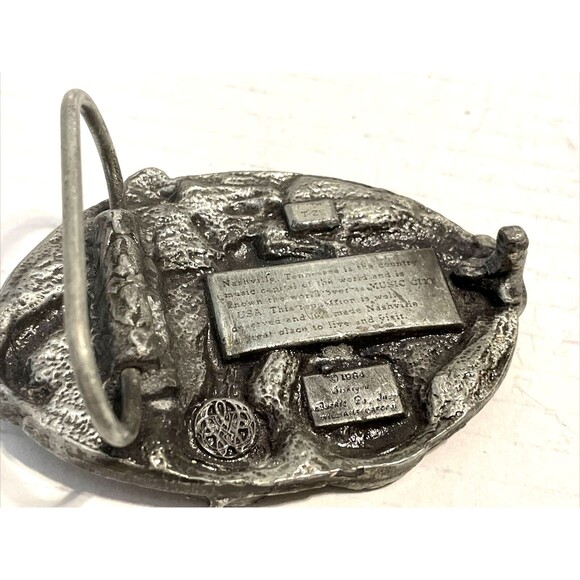 Vintage Belt Buckle Nashville Music City USA, Banjo Fiddle, by Siskiyou 1984 - Picture 5 of 5